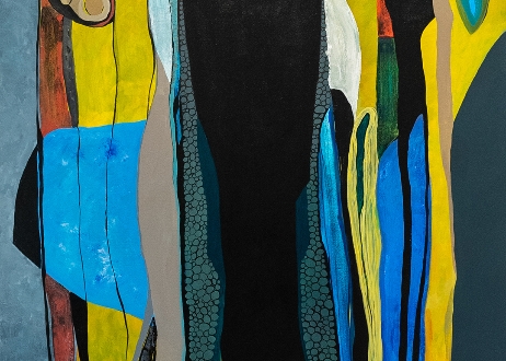 Addis Fine Art: Merikokeb Berhanu, Untitled LXXIV, 2022, Acrylic on canvas, 198 x 122 cm. Courtesy of the artist and Addis Fine Art, London