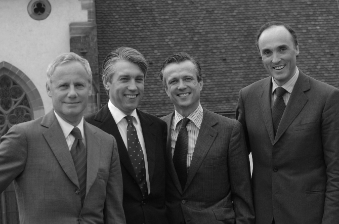 Die Teilhaber v.l.n.r.: Peter Handschin, Stéphane Gutzwiller, François Gutzwiller, Lorenz von Habsburg